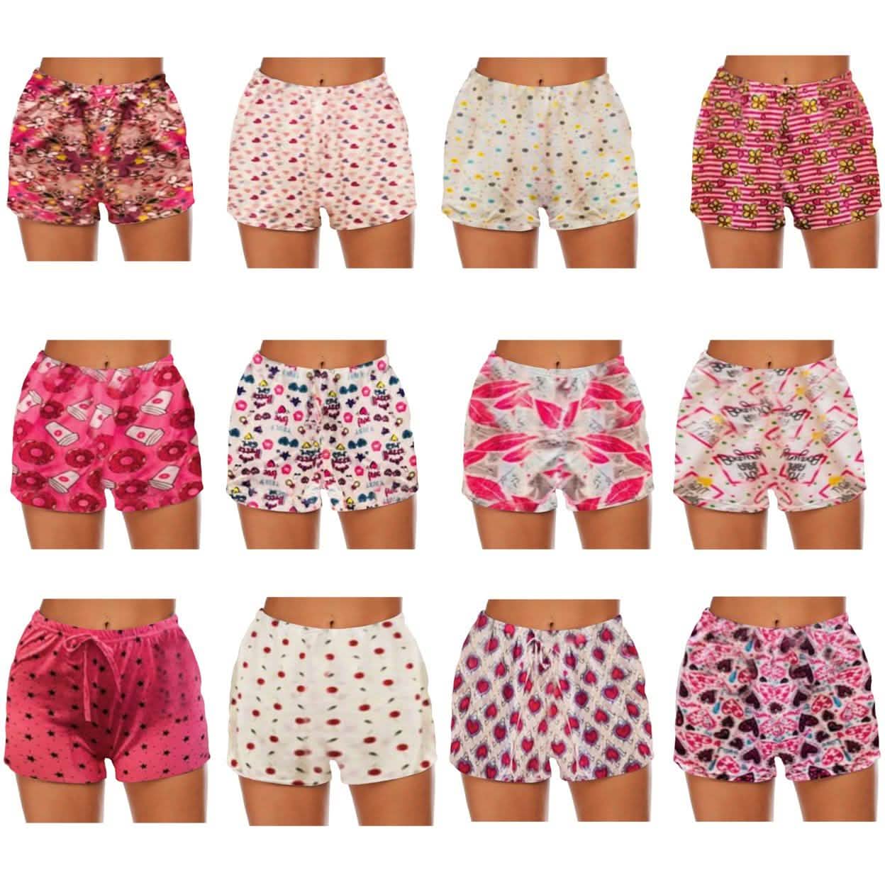 4er-Pack: Überraschungsangebot Bequeme Lounge-Pyjamahorts für Damen mit Kordelzug
