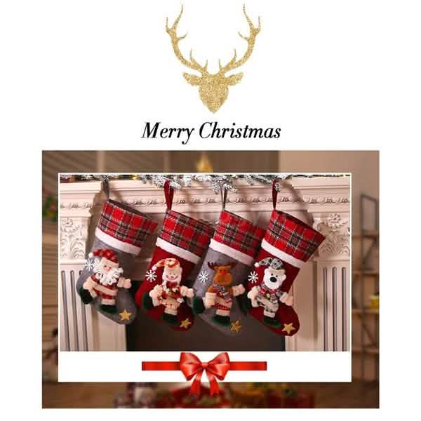 4er-Pack: Kreative Weihnachtssocken im neuen Stil mit Puppenmotiv
