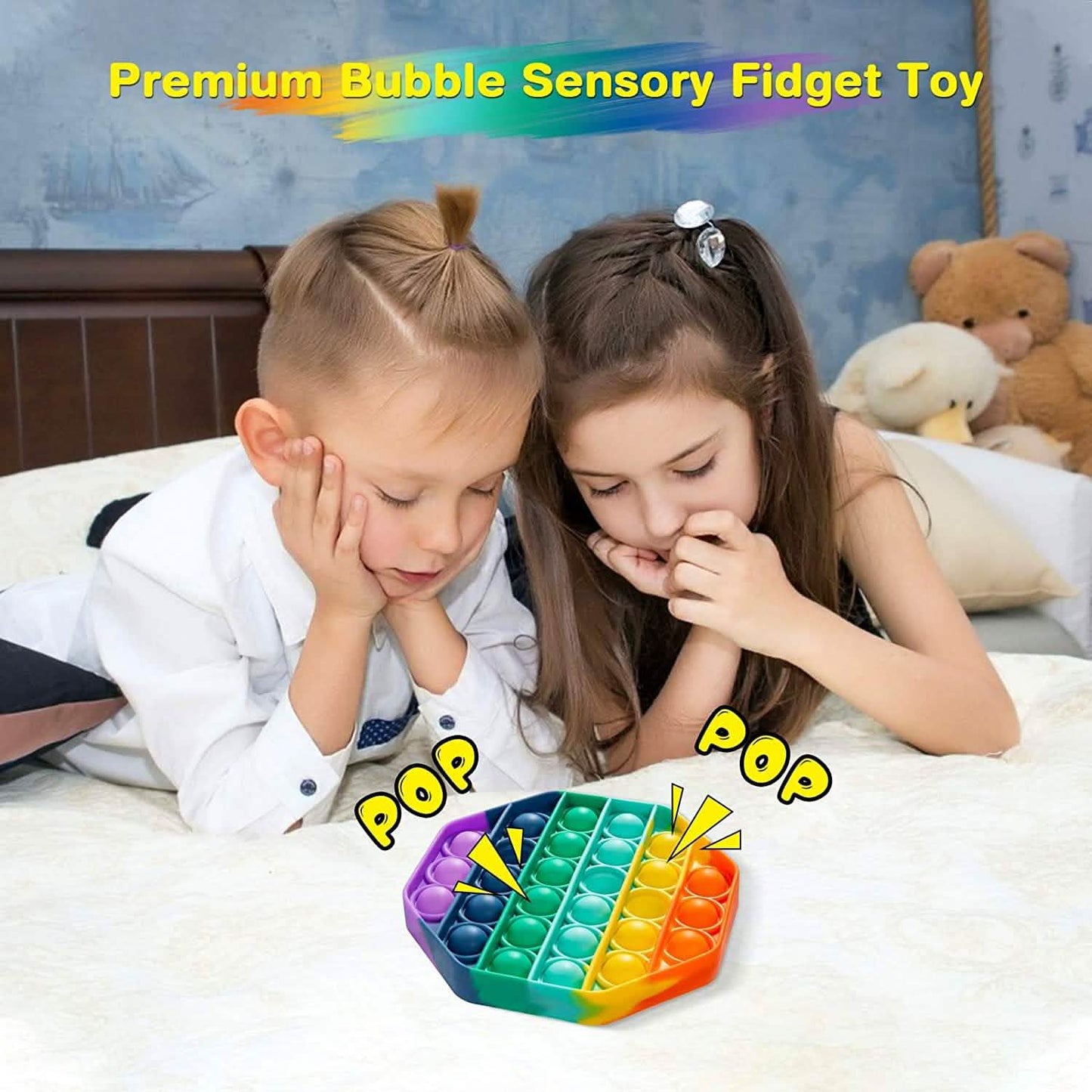 4er-Pack: Regenbogen Pop-It Bubble Popper