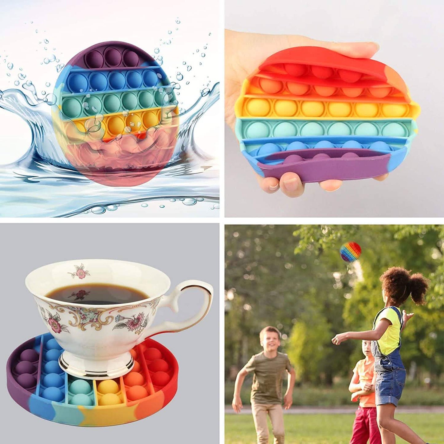 4er-Pack: Regenbogen Pop-It Bubble Popper