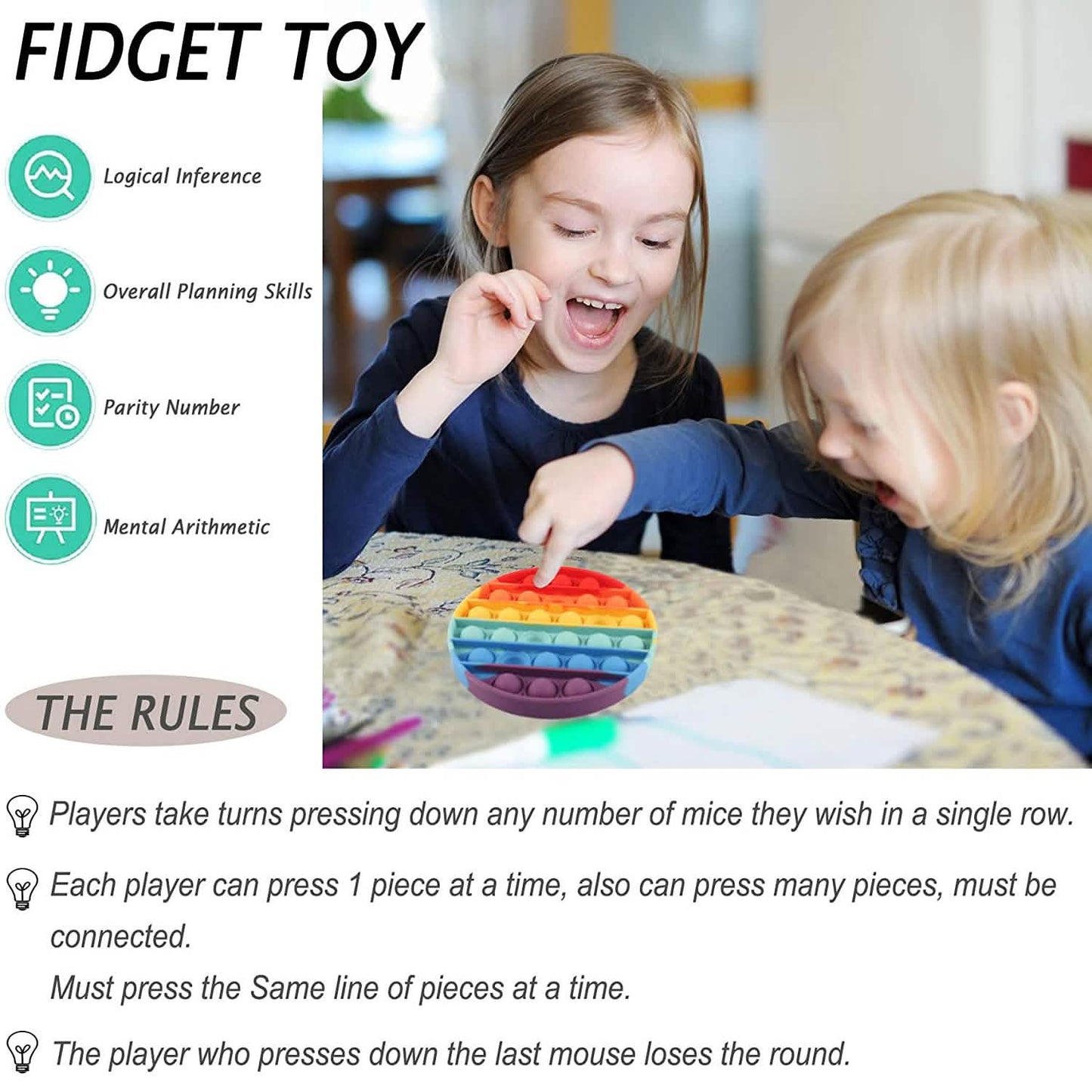 4er-Pack: Regenbogen Pop-It Bubble Popper