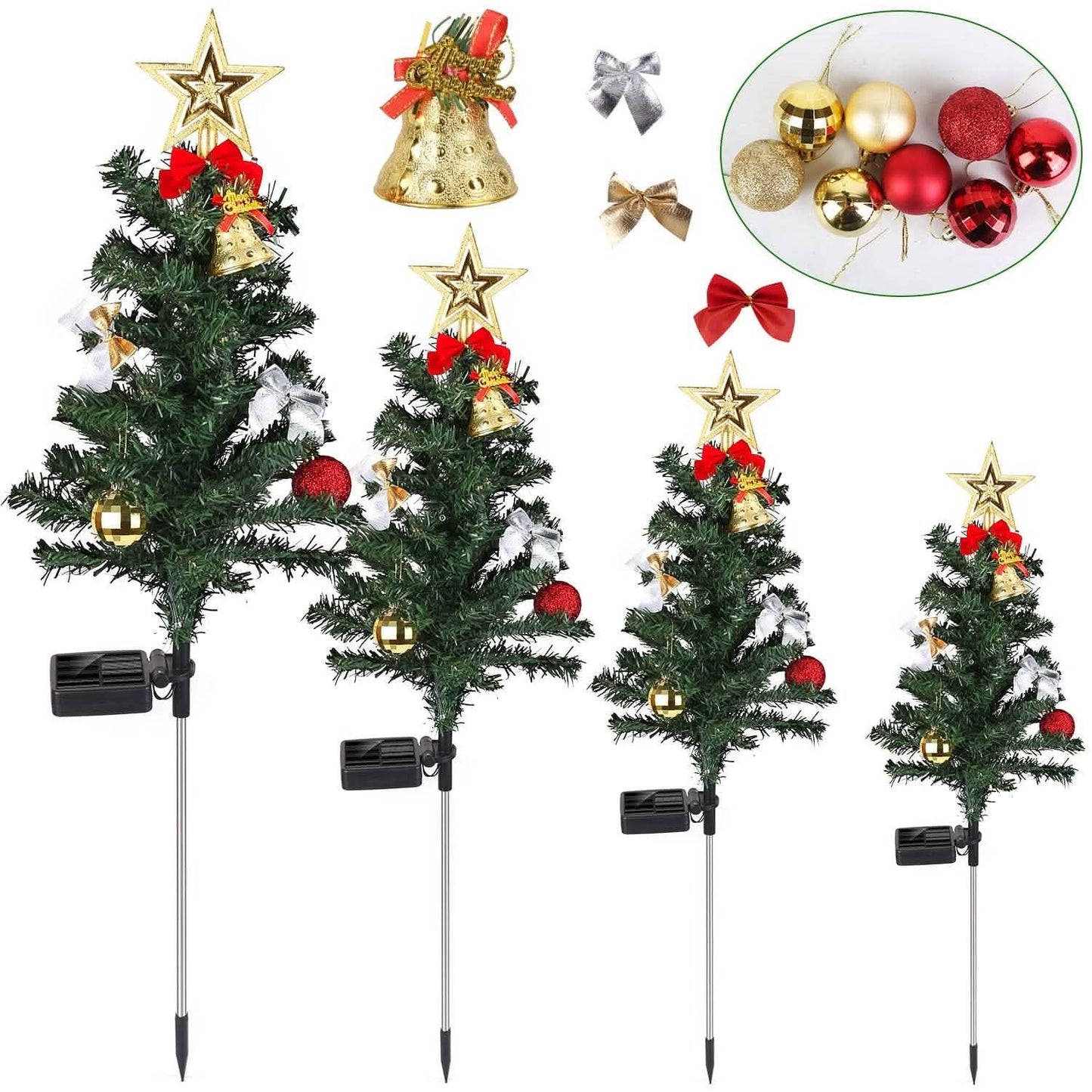 4er-Pack: Solar-Weihnachtsbaum-Lichter Gartendekoration