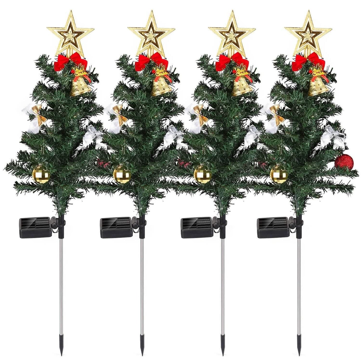 4er-Pack: Solar-Weihnachtsbaum-Lichter Gartendekoration