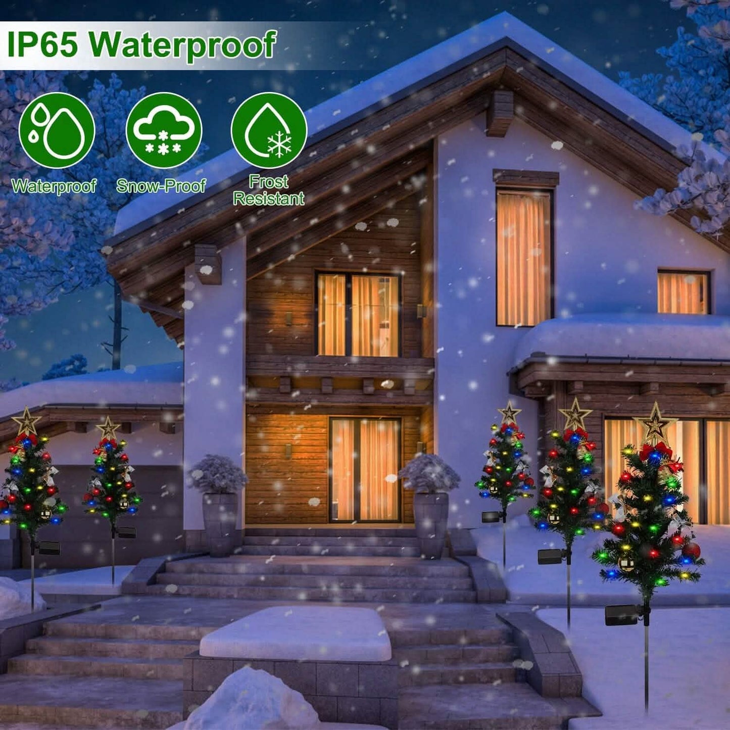 4er-Pack: Solar-Weihnachtsbaum-Lichter Gartendekoration