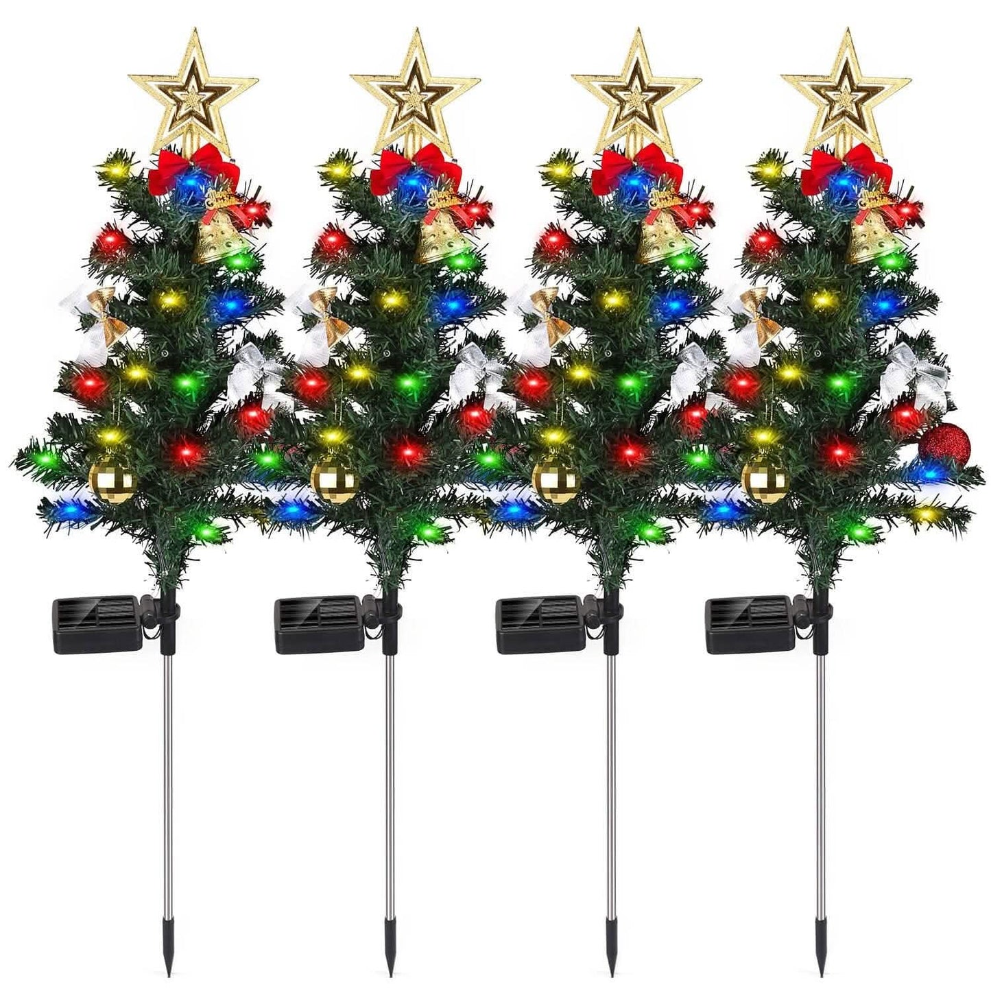 4er-Pack: Solar-Weihnachtsbaum-Lichter Gartendekoration