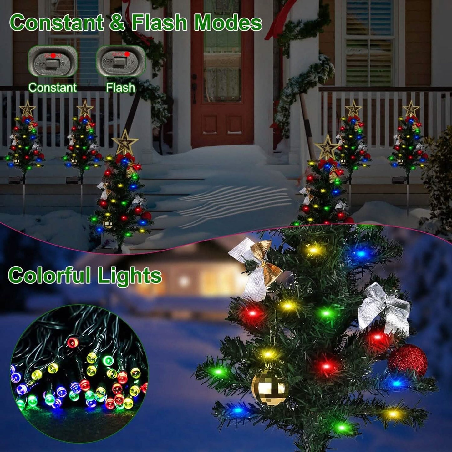 4er-Pack: Solar-Weihnachtsbaum-Lichter Gartendekoration