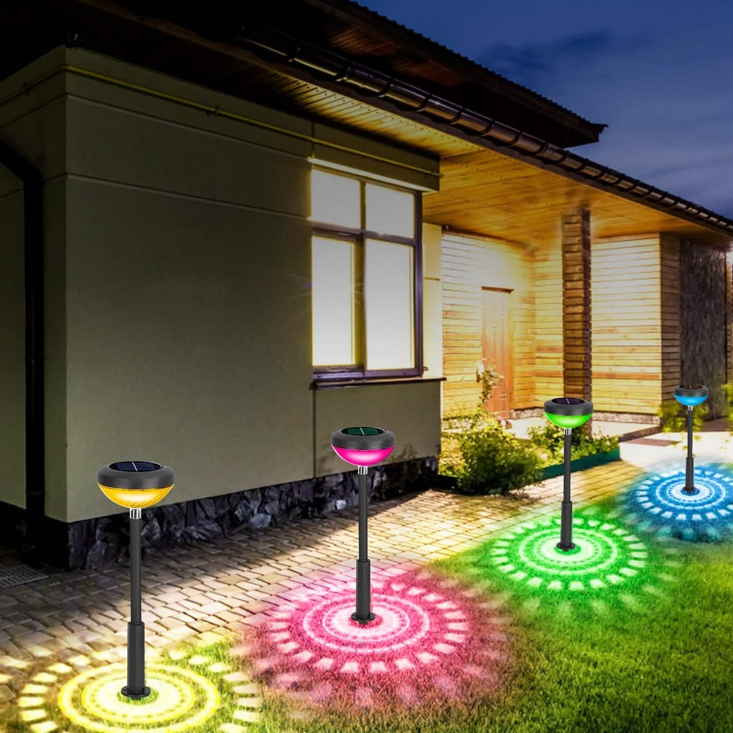 4er-Pack: Solar-Gartenleuchte mit Farbwechsel