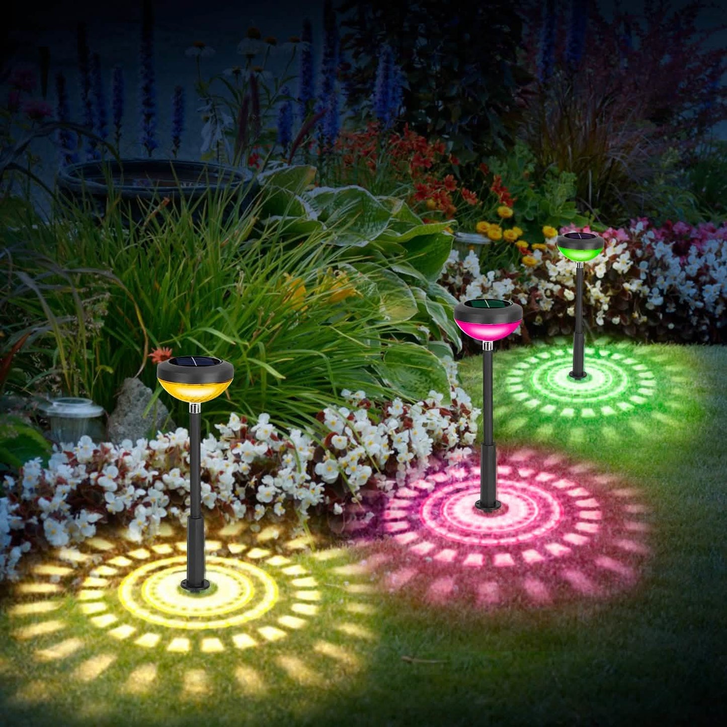 4er-Pack: Solar-Gartenleuchte mit Farbwechsel