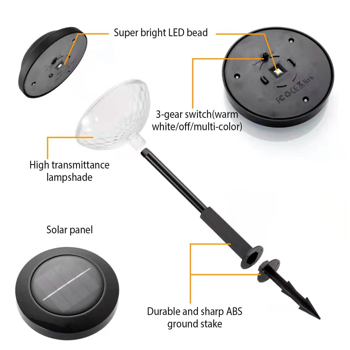 4er-Pack: Solar-Gartenleuchte mit Farbwechsel