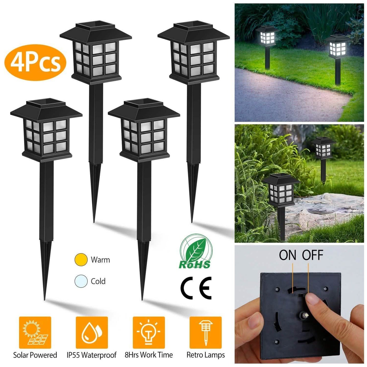 4er-Pack: Solar-Wegeleuchten