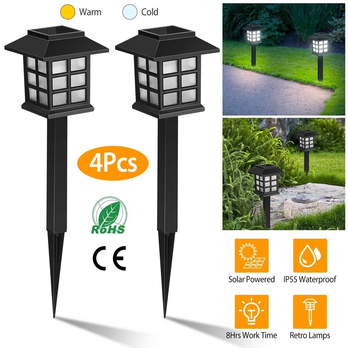 4er-Pack: Solar-Wegeleuchten