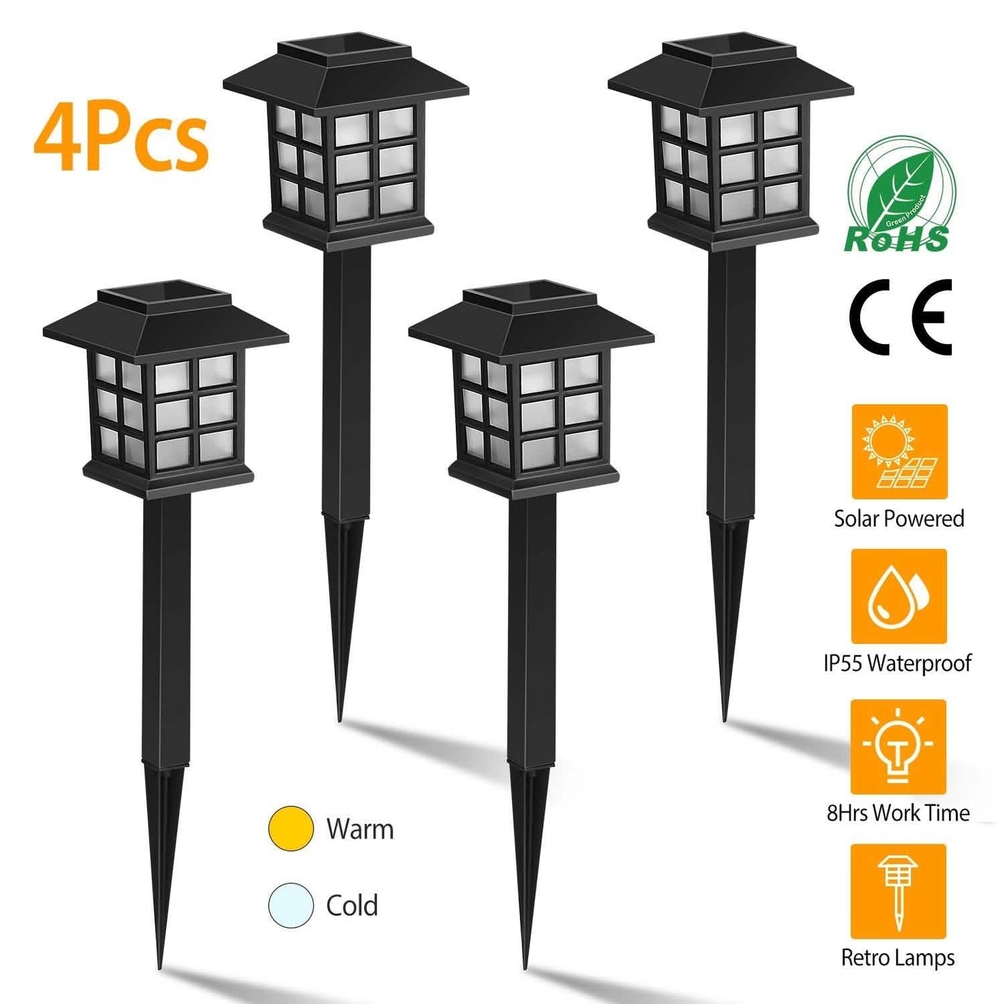 4er-Pack: Solar-Wegeleuchten
