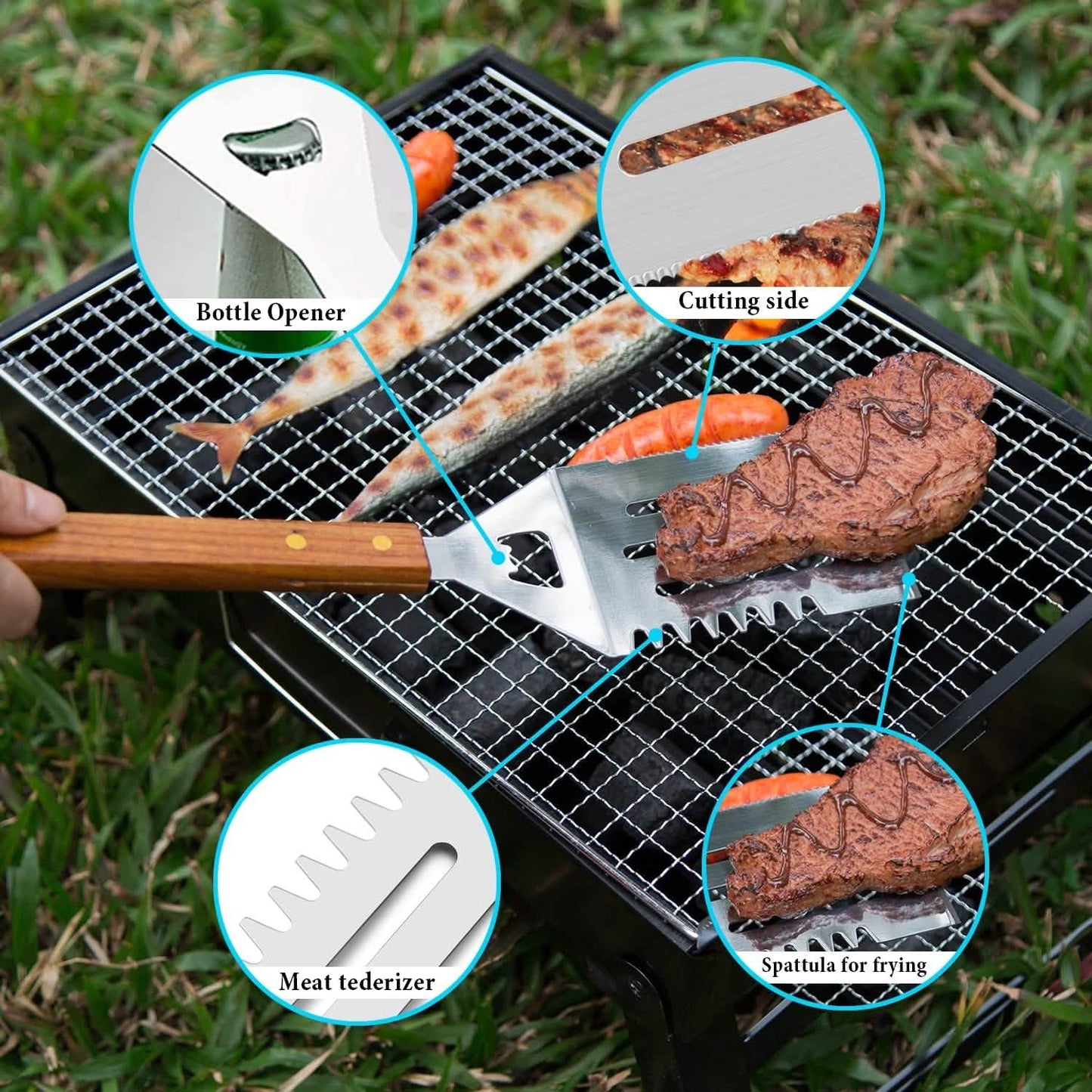 4er-Pack: Grillbesteck-Set aus Edelstahl