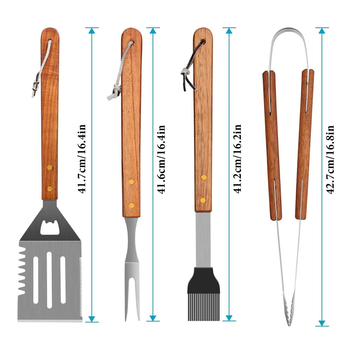 4er-Pack: Grillbesteck-Set aus Edelstahl