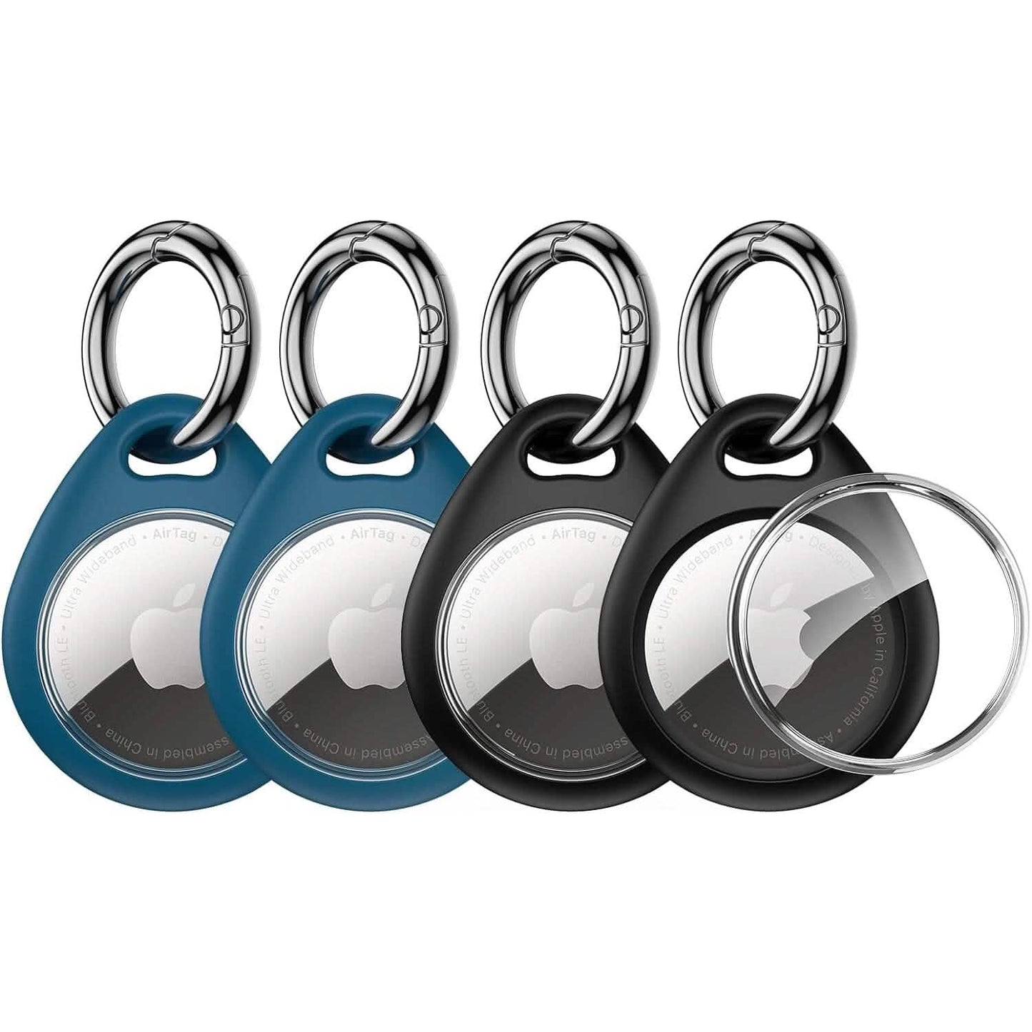 4er-Pack: UNBREAKcable Apple AirTag Halter mit Schlüsselanhänger aus Metall und Schlüsselringclip (Generalüberholt)