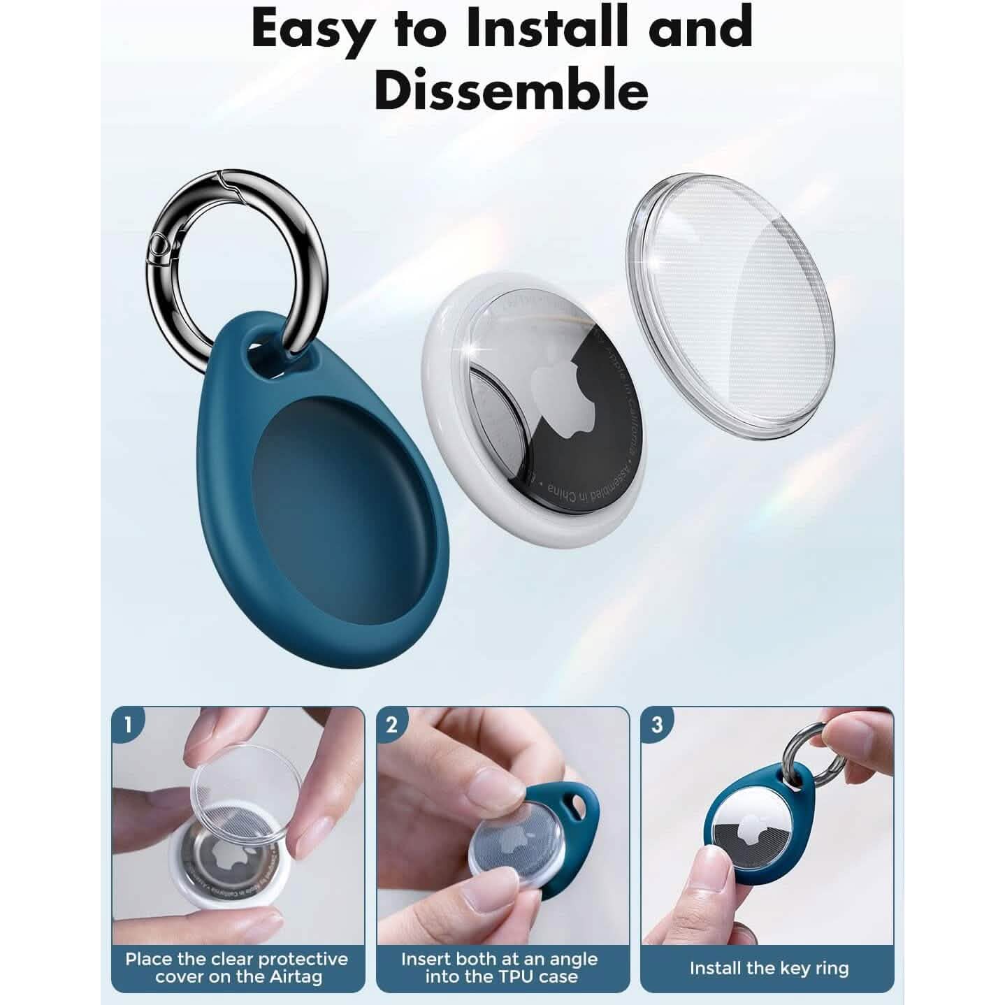 4er-Pack: UNBREAKcable Apple AirTag Halter mit Schlüsselanhänger aus Metall und Schlüsselringclip (Generalüberholt)