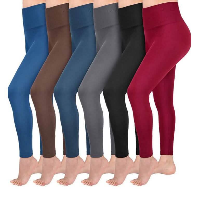 4er-Pack: Damen-Leggings mit Fleecefutter, hoher Bund (Einheitsgröße)