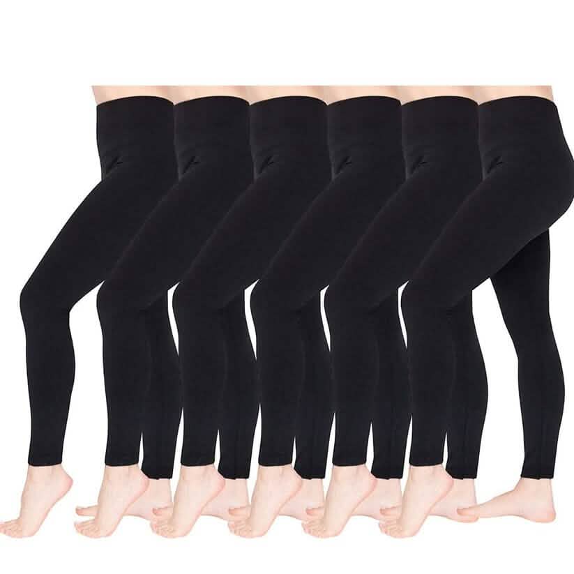 4er-Pack: Damen-Leggings mit Fleecefutter, hoher Bund (Einheitsgröße)