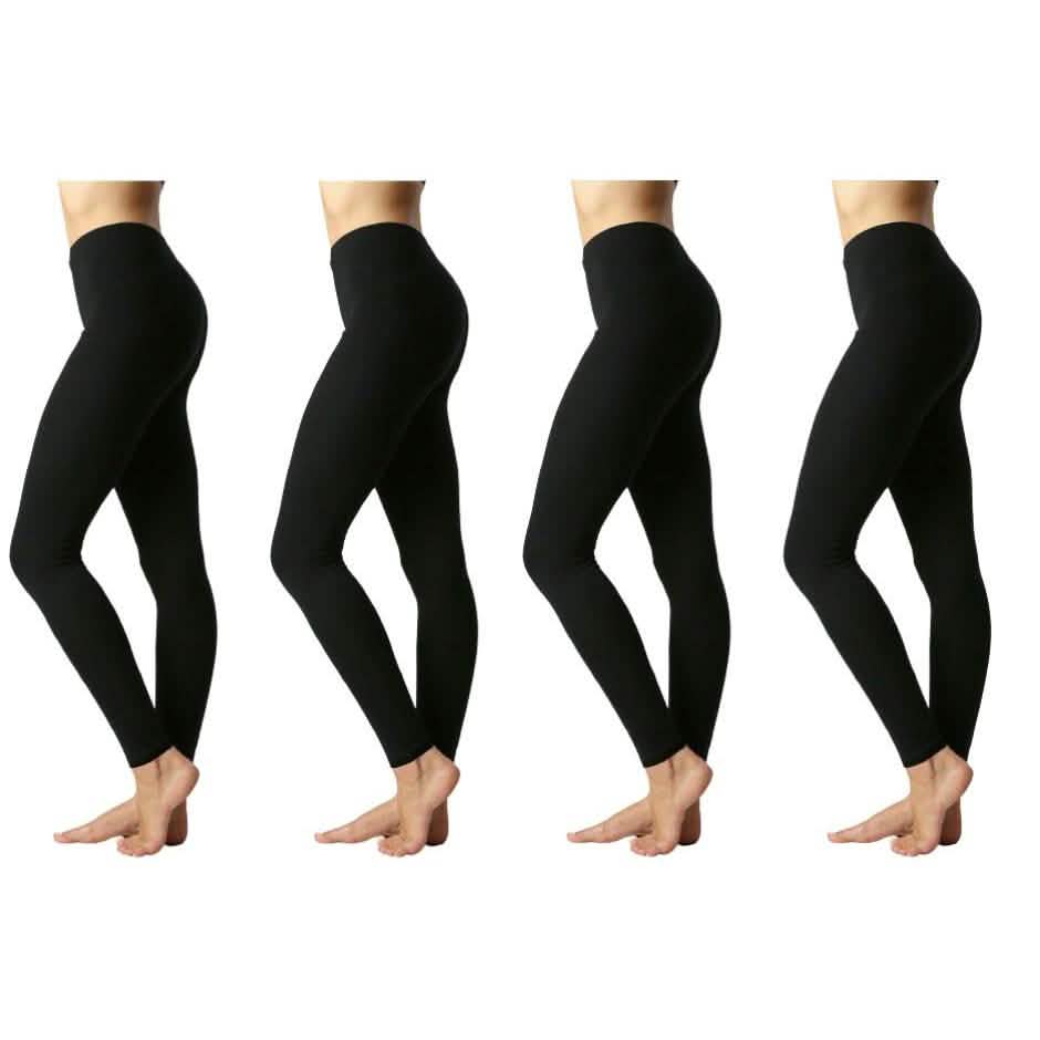 4er-Pack: Damen-Leggings aus Premium-Baumwolle, lange Ausführung