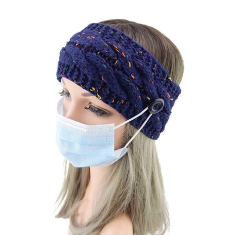 4er-Pack: Damen-Winterstirnband und Ohrenwärmer mit Knöpfen zum Halten der Maske