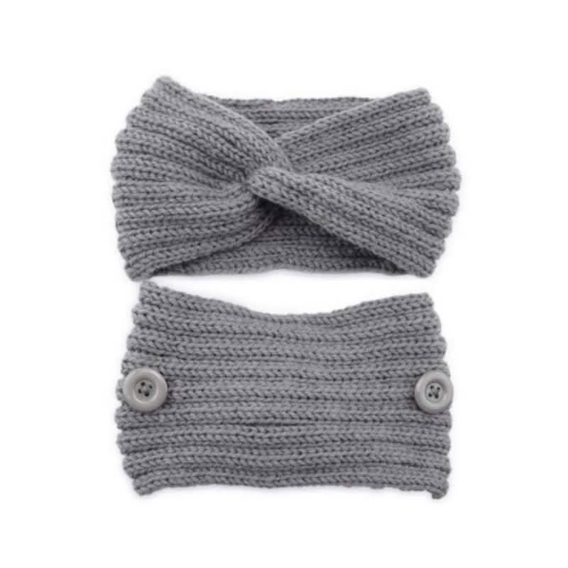 4er-Pack: Damen-Winterstirnband und Ohrenwärmer mit Knöpfen zum Halten der Maske