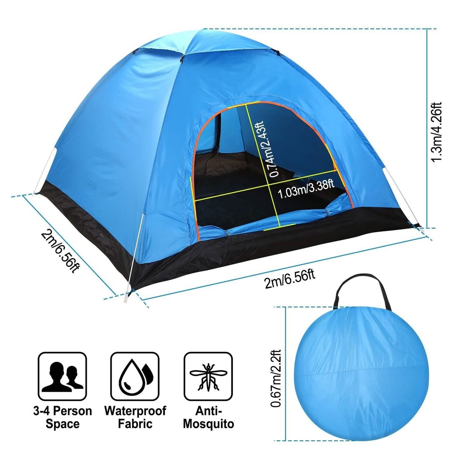 4-Personen-Camping-wasserdichtes Zelt
