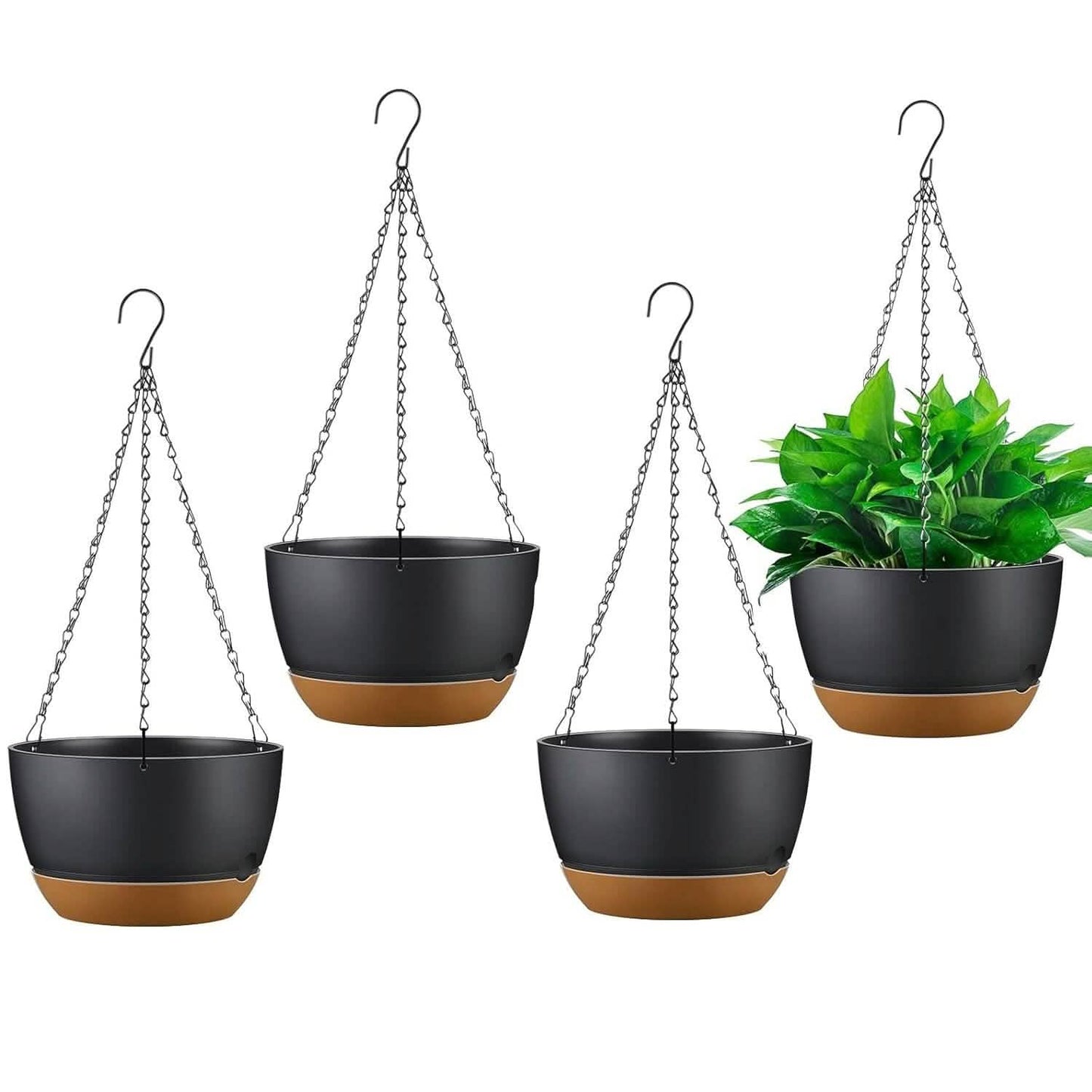 4er-Set: 24,5 cm Hängeblumentopf mit Drainagelöchern