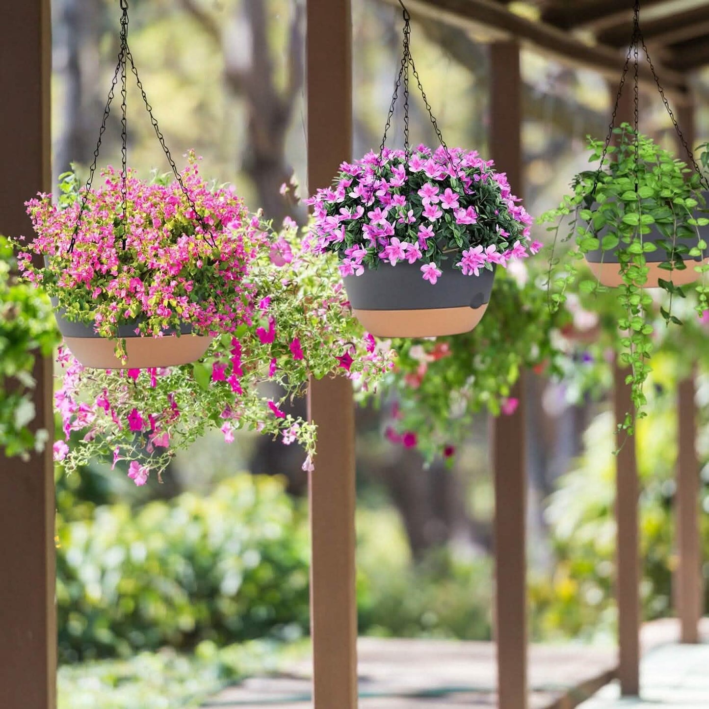 4er-Set: 24,5 cm Hängeblumentopf mit Drainagelöchern
