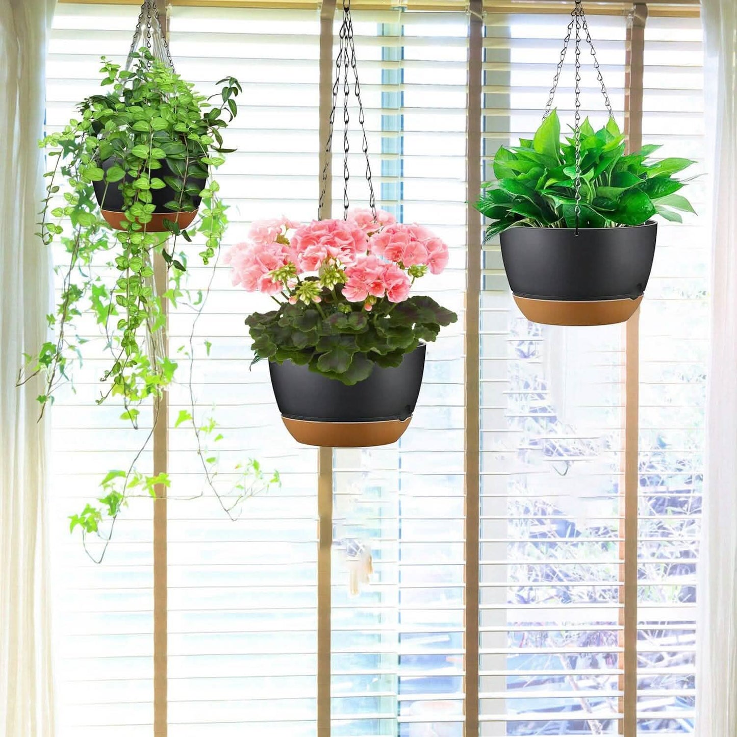 4er-Set: 24,5 cm Hängeblumentopf mit Drainagelöchern
