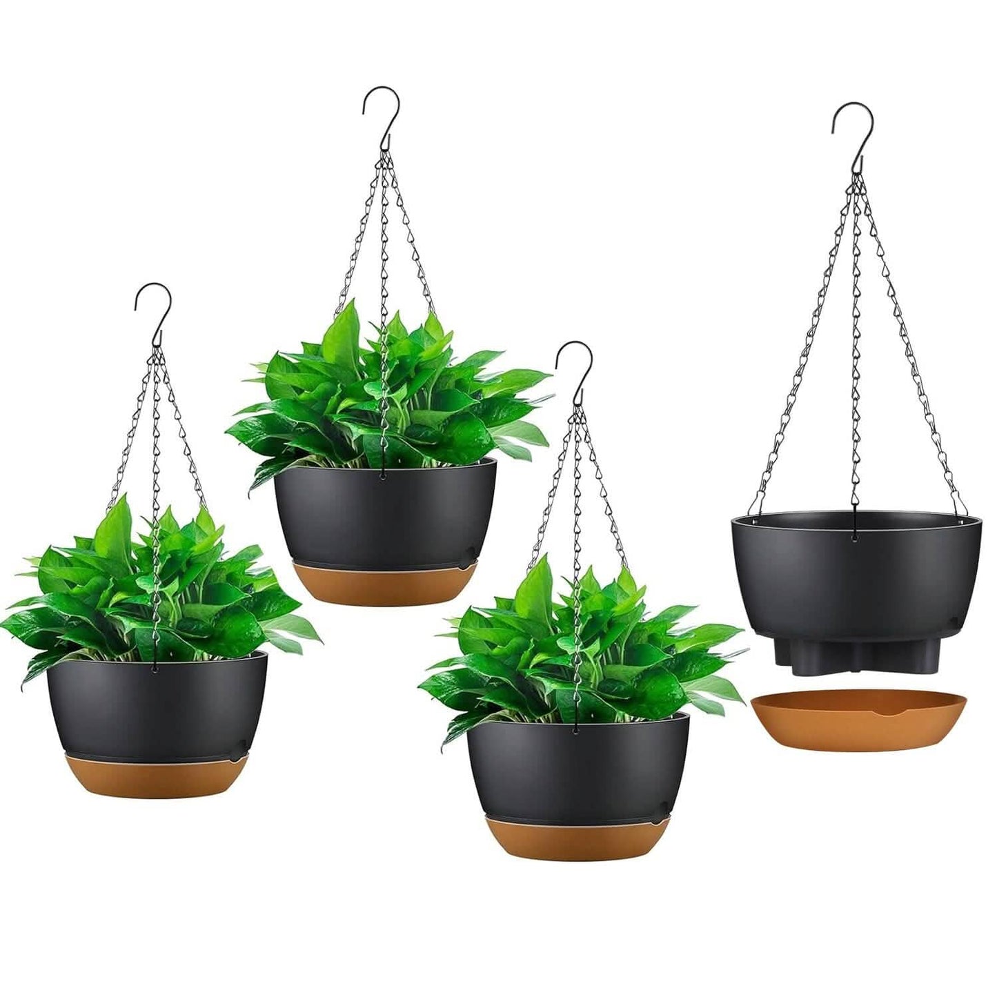 4er-Set: 24,5 cm Hängeblumentopf mit Drainagelöchern