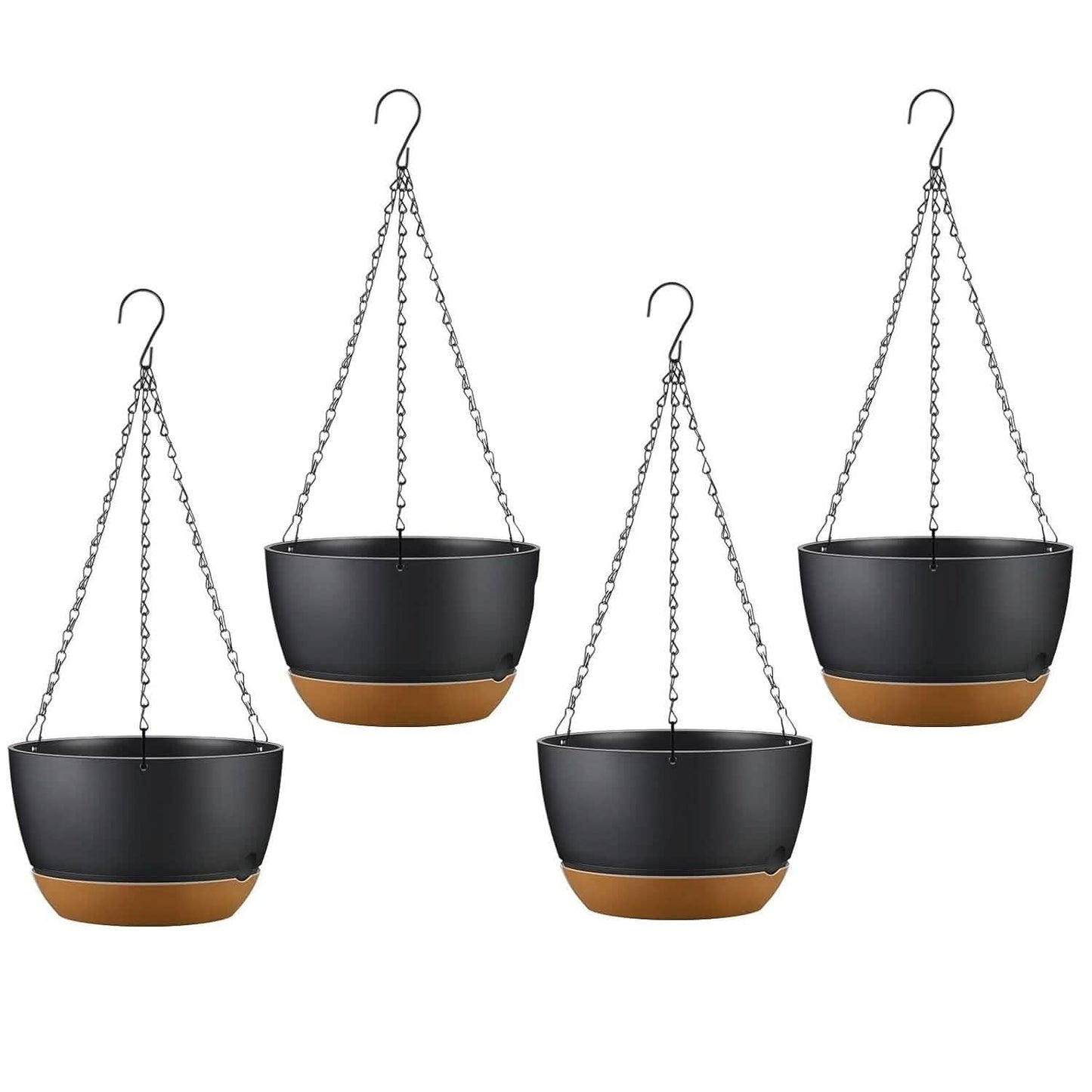 4er-Set: 24,5 cm Hängeblumentopf mit Drainagelöchern
