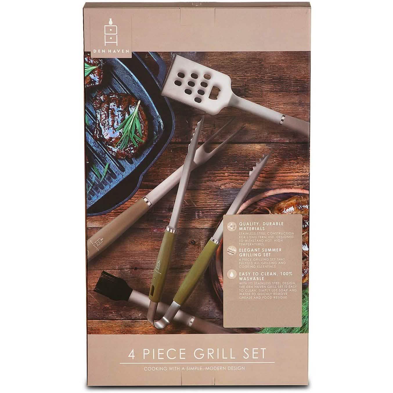 4-teilig: Den Haven Edelstahl Grill-Besteck-Set