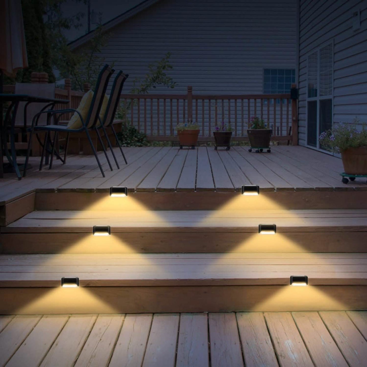 4-teilig: Solarbetriebene LED-Treppenleuchten