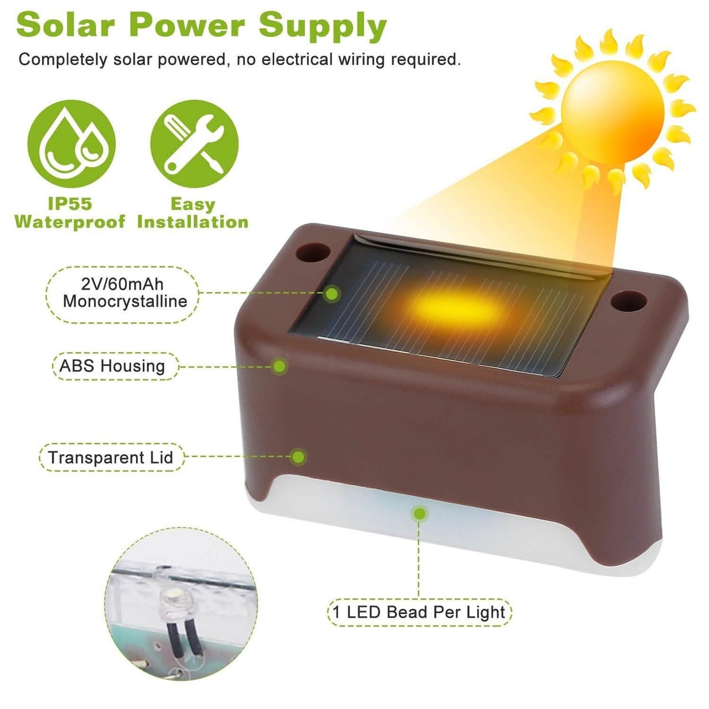 4-teilig: Solarbetriebene LED-Treppenleuchten
