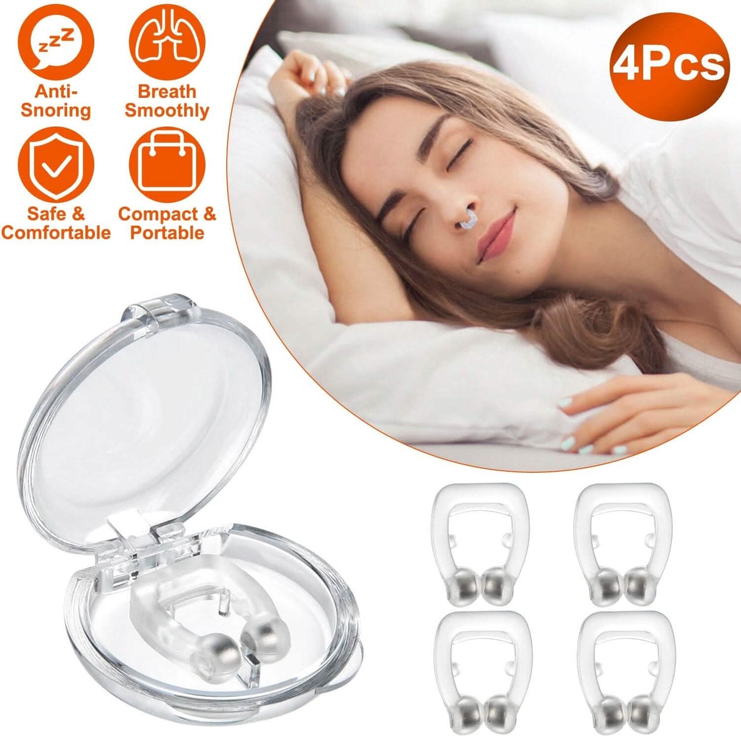 4er-Pack: Magnetischer Nasenclip zur Schnarchprävention