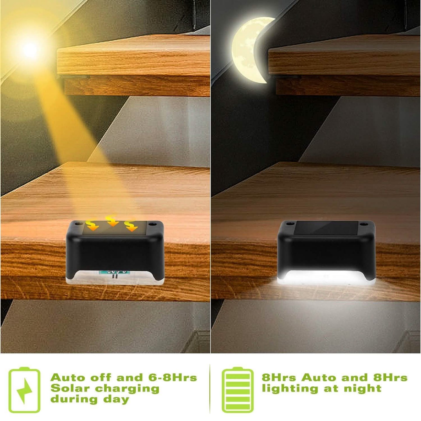 4-teilig: Solarbetriebene LED-Treppenleuchten