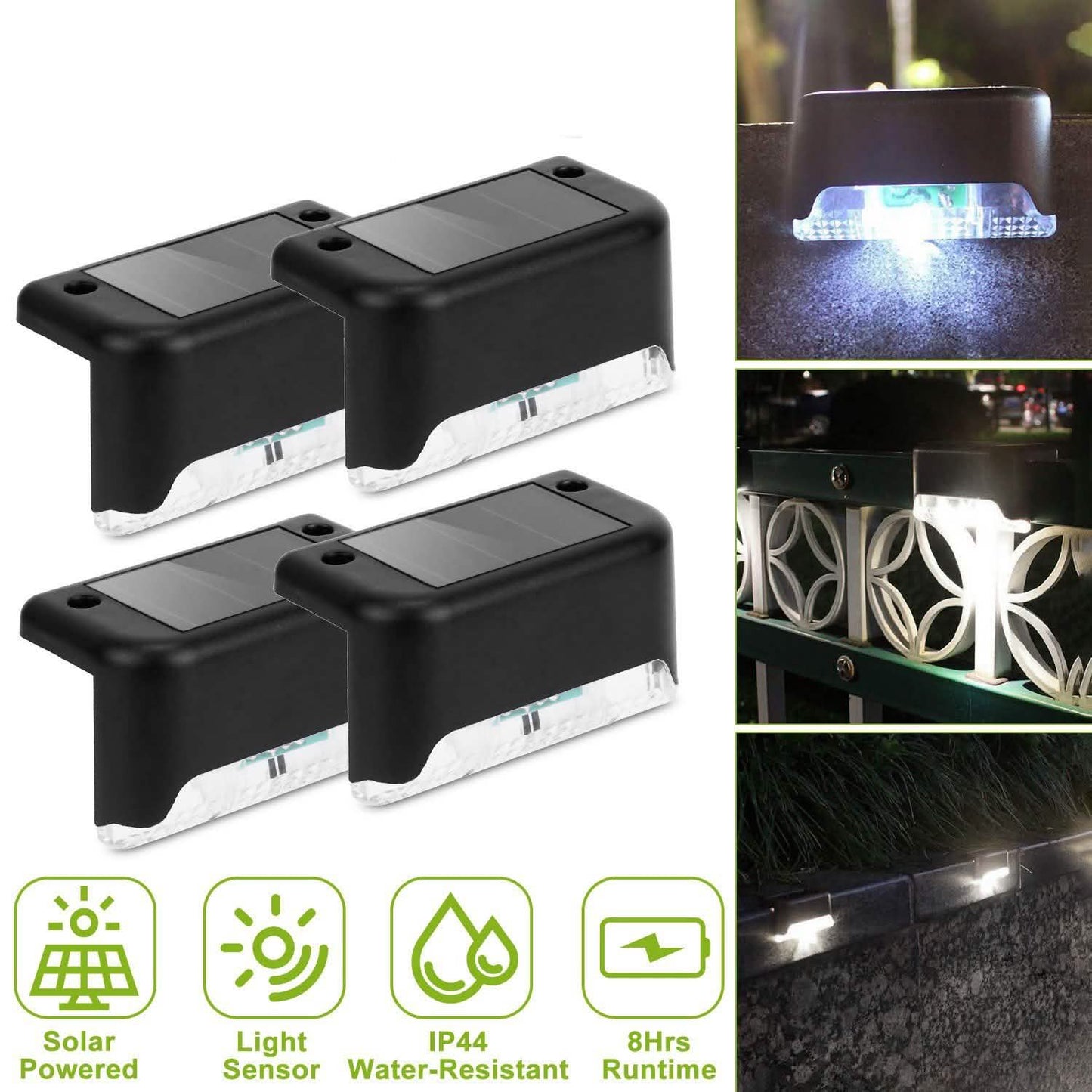 4-teilig: Solarbetriebene LED-Treppenleuchten