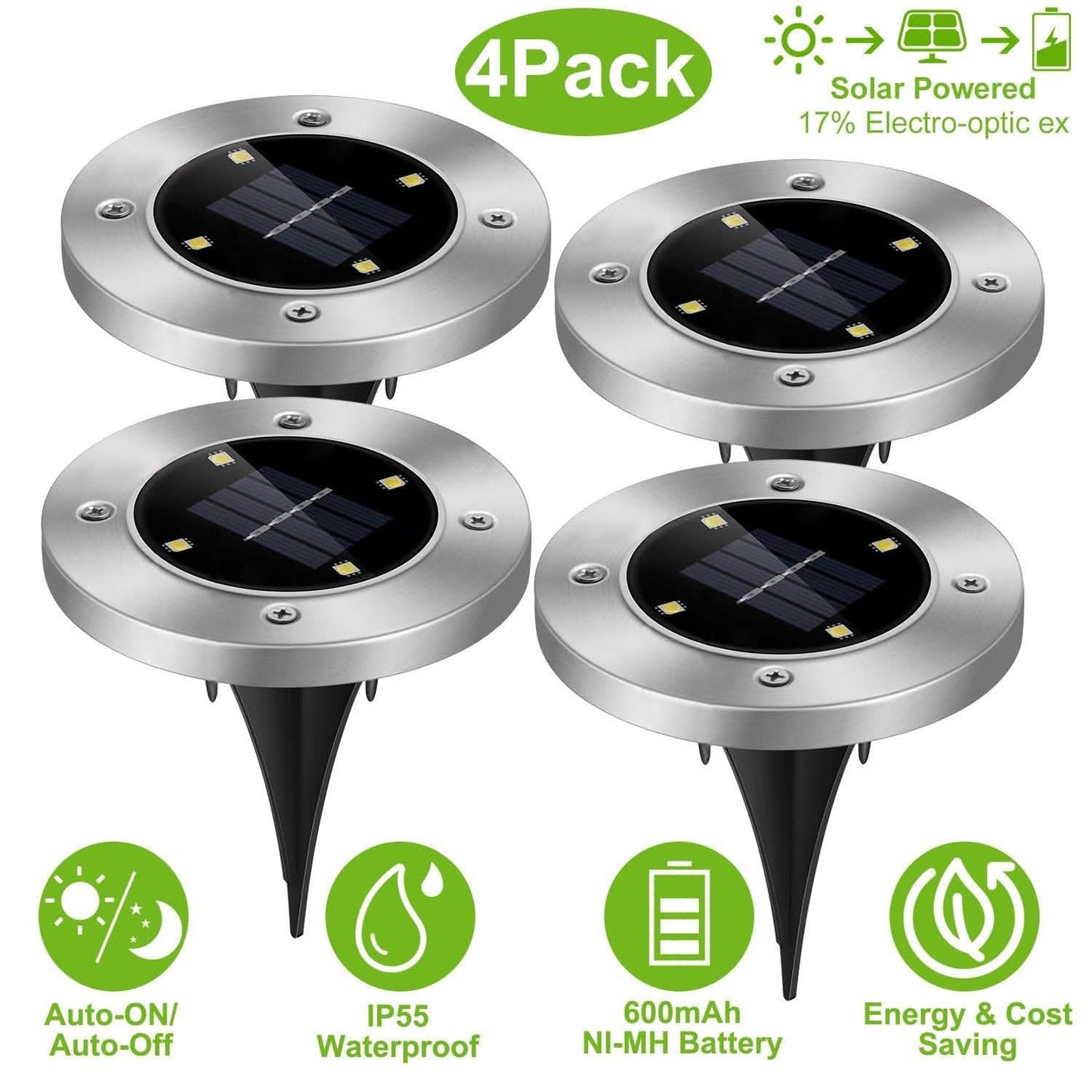 4-teilig: Solar Wasserdichte Bodenleuchte