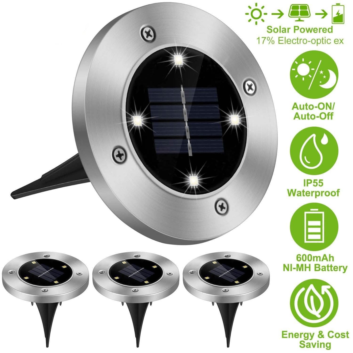 4-teilig: Solar Wasserdichte Bodenleuchte