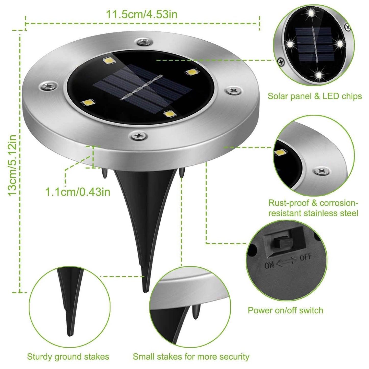 4-teilig: Solar Wasserdichte Bodenleuchte