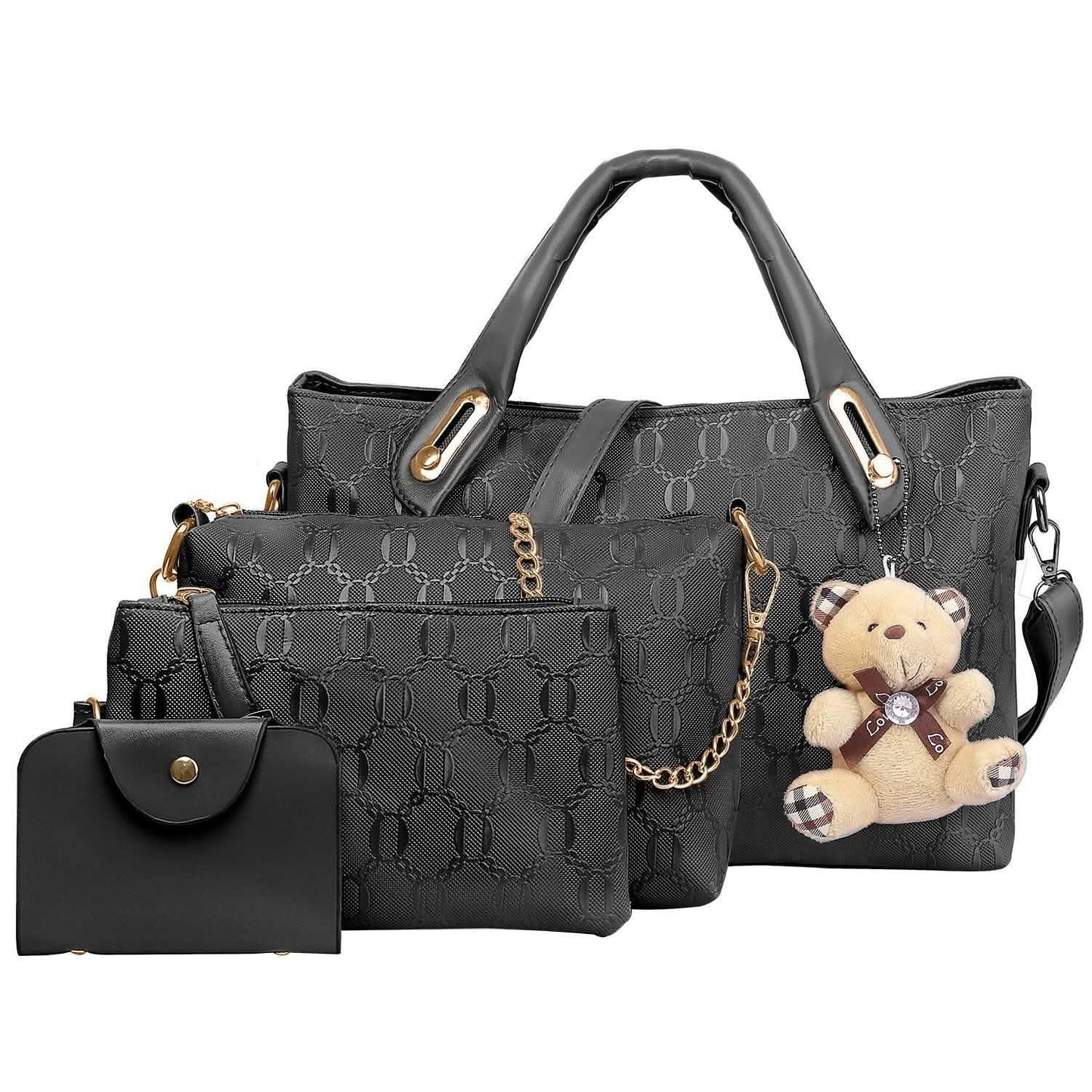 4-teiliges Set: Damen-Lederhandtasche