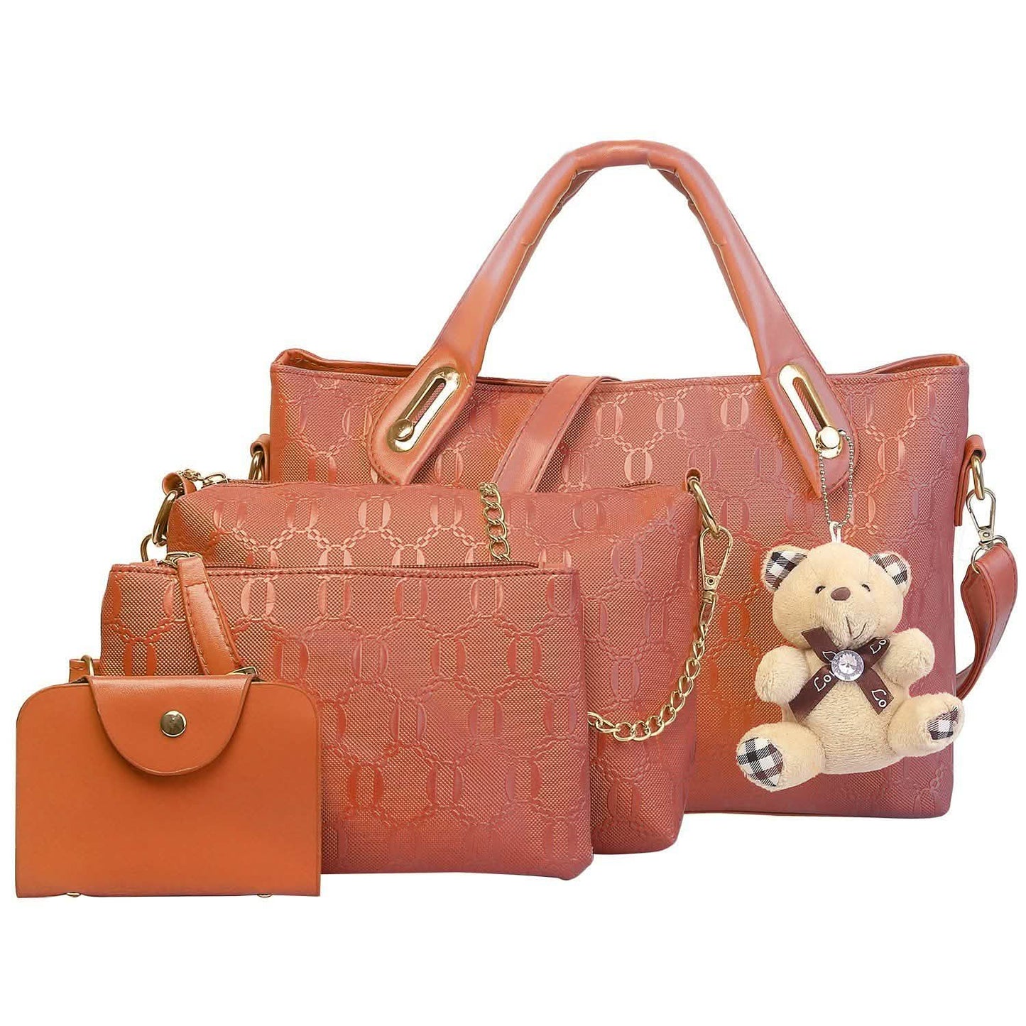 4-teiliges Set: Damen-Lederhandtasche