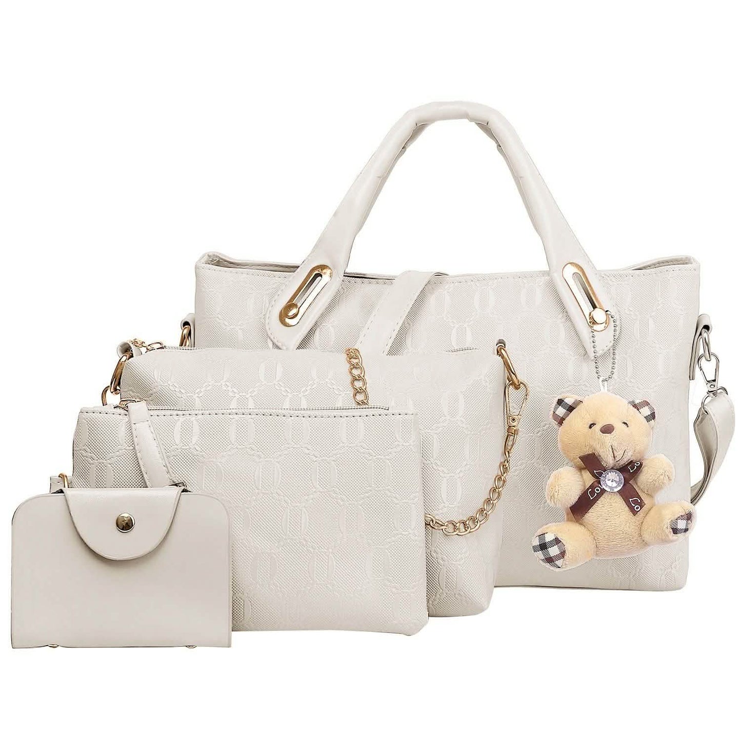 4-teiliges Set: Damen-Lederhandtasche