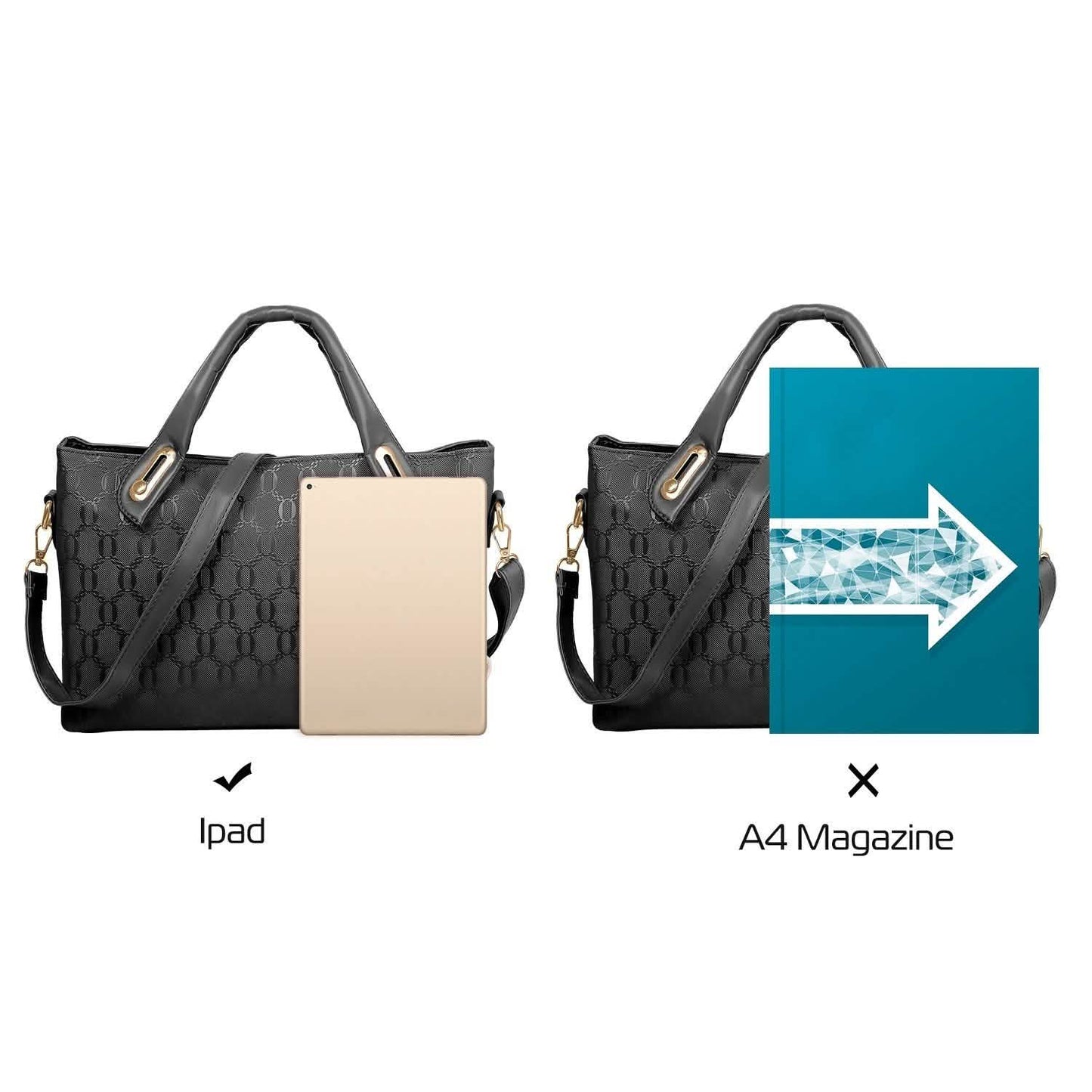 4-teiliges Set: Damen-Lederhandtasche