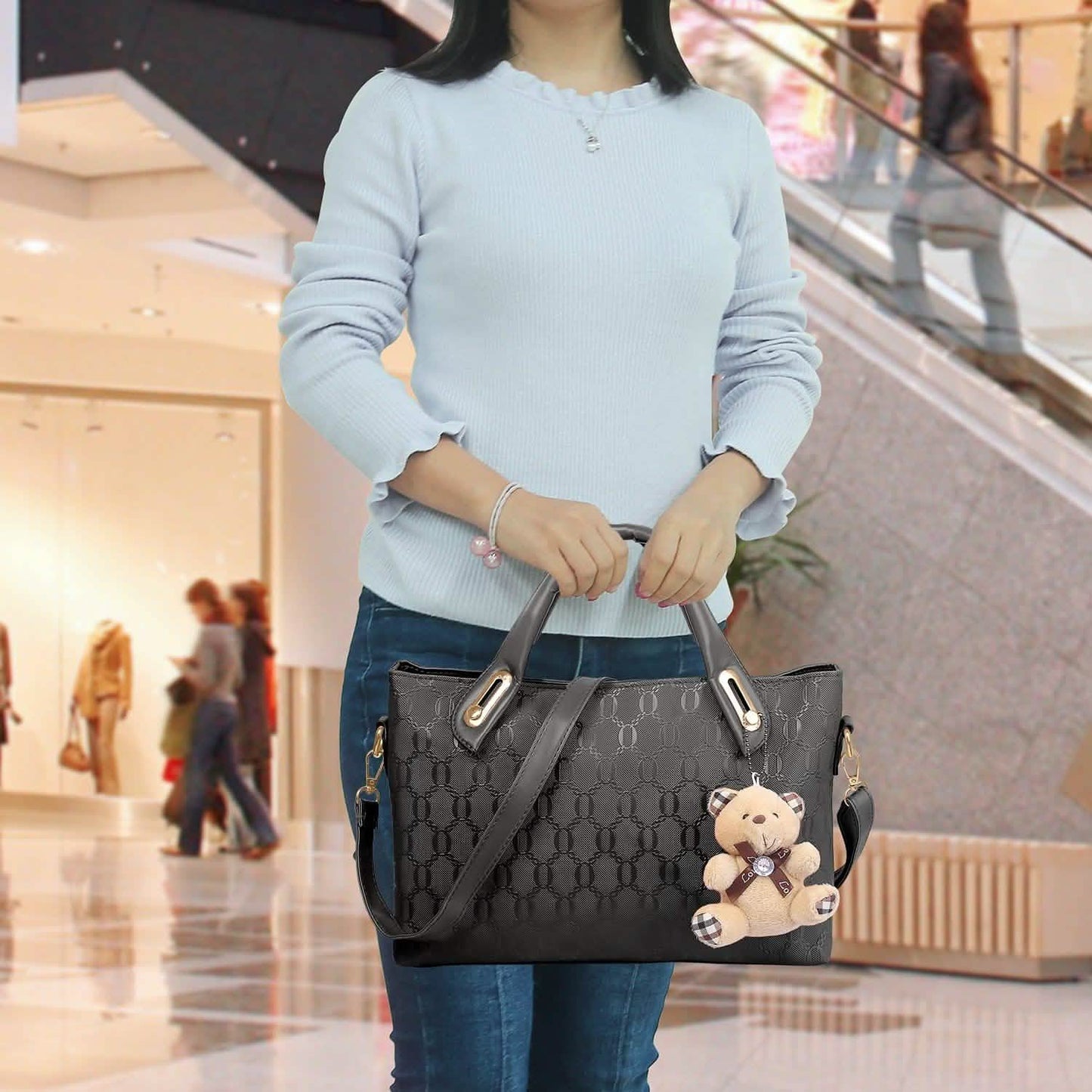 4-teiliges Set: Damen-Lederhandtasche
