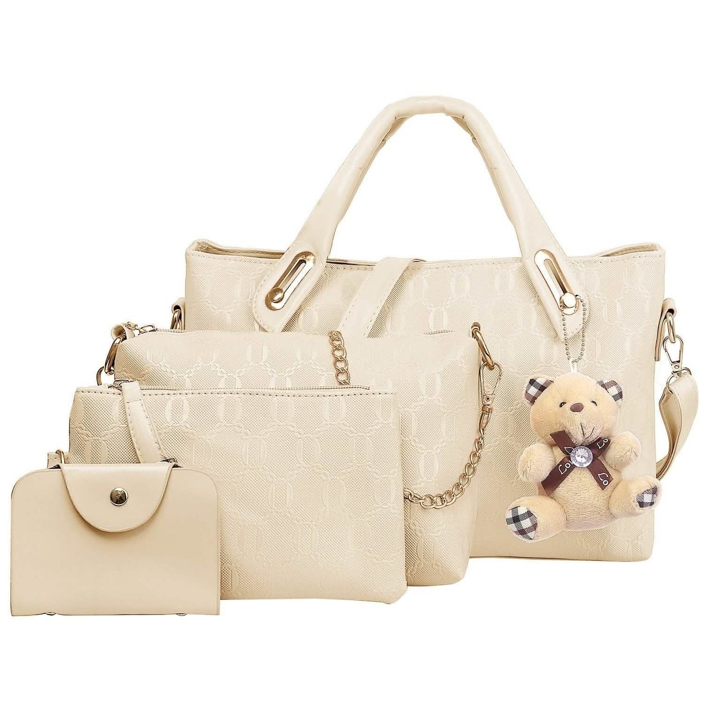 4-teiliges Set: Damen-Lederhandtasche