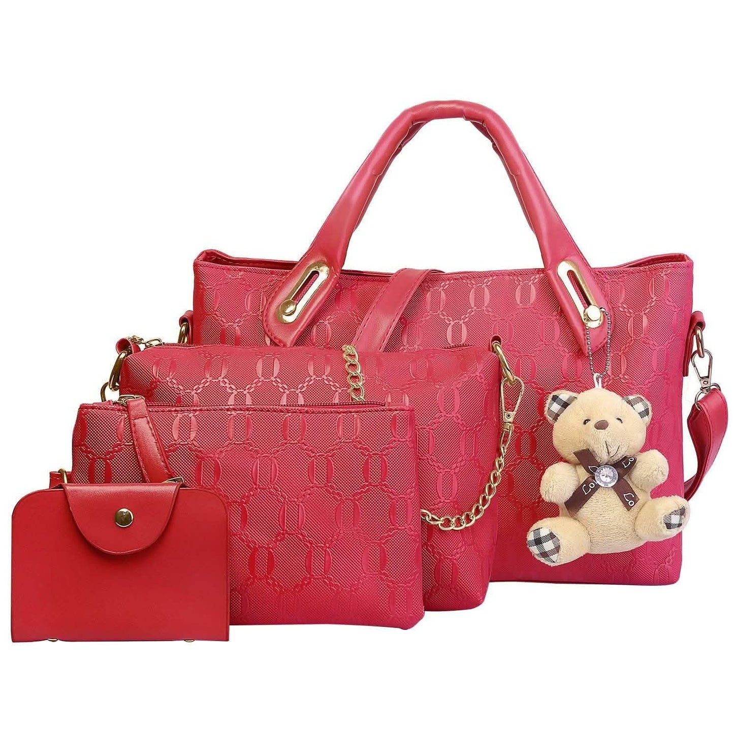 4-teiliges Set: Damen-Lederhandtasche