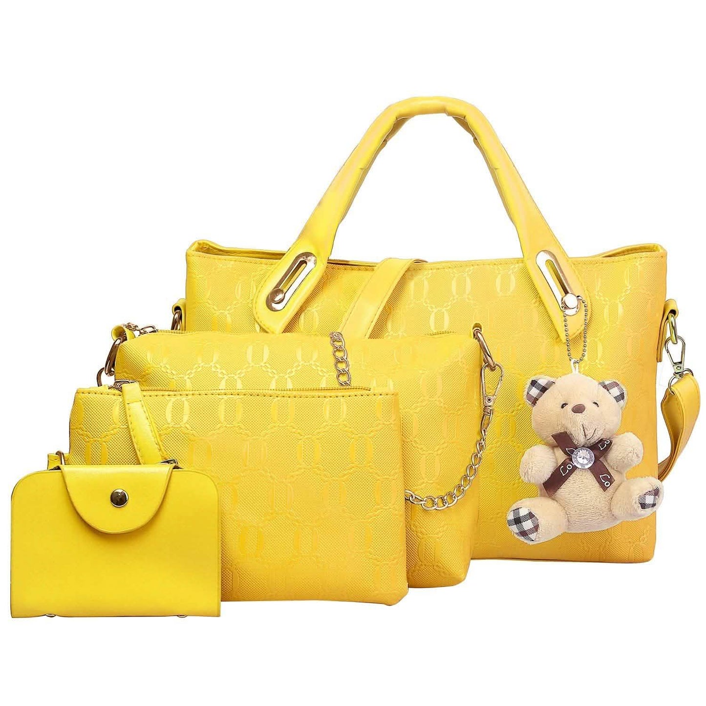 4-teiliges Set: Damen-Lederhandtasche