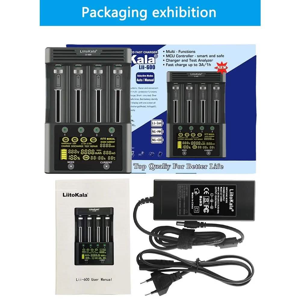 Unabhängiges Batterieladegerät mit 4 Ladefächern