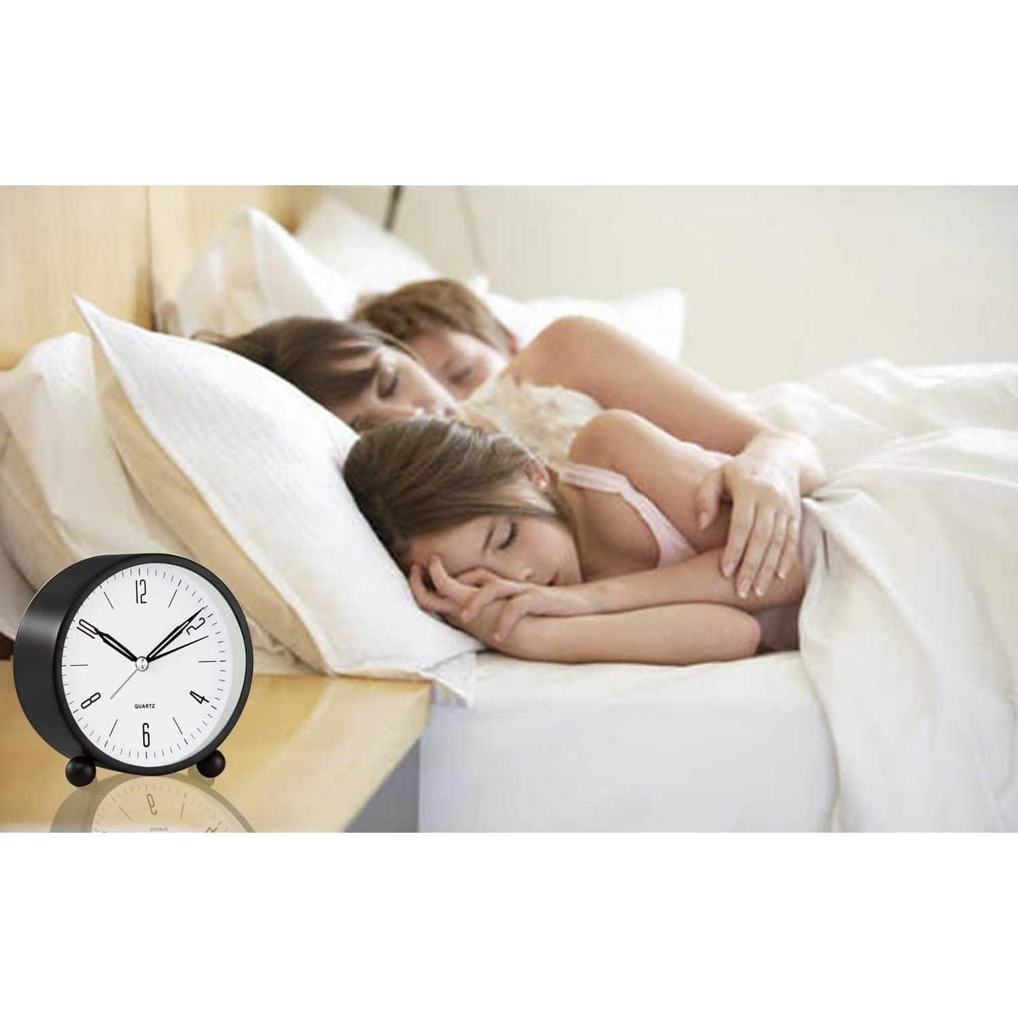 4" superleiser, tickfreier analoger Wecker mit Nachtlicht